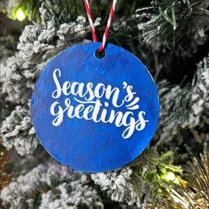 Seasons Greetings Painted Christmas Ornament